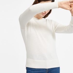 Everlane Soft Cotton Crew Bone Knit Long Sleeve Top/Sweater